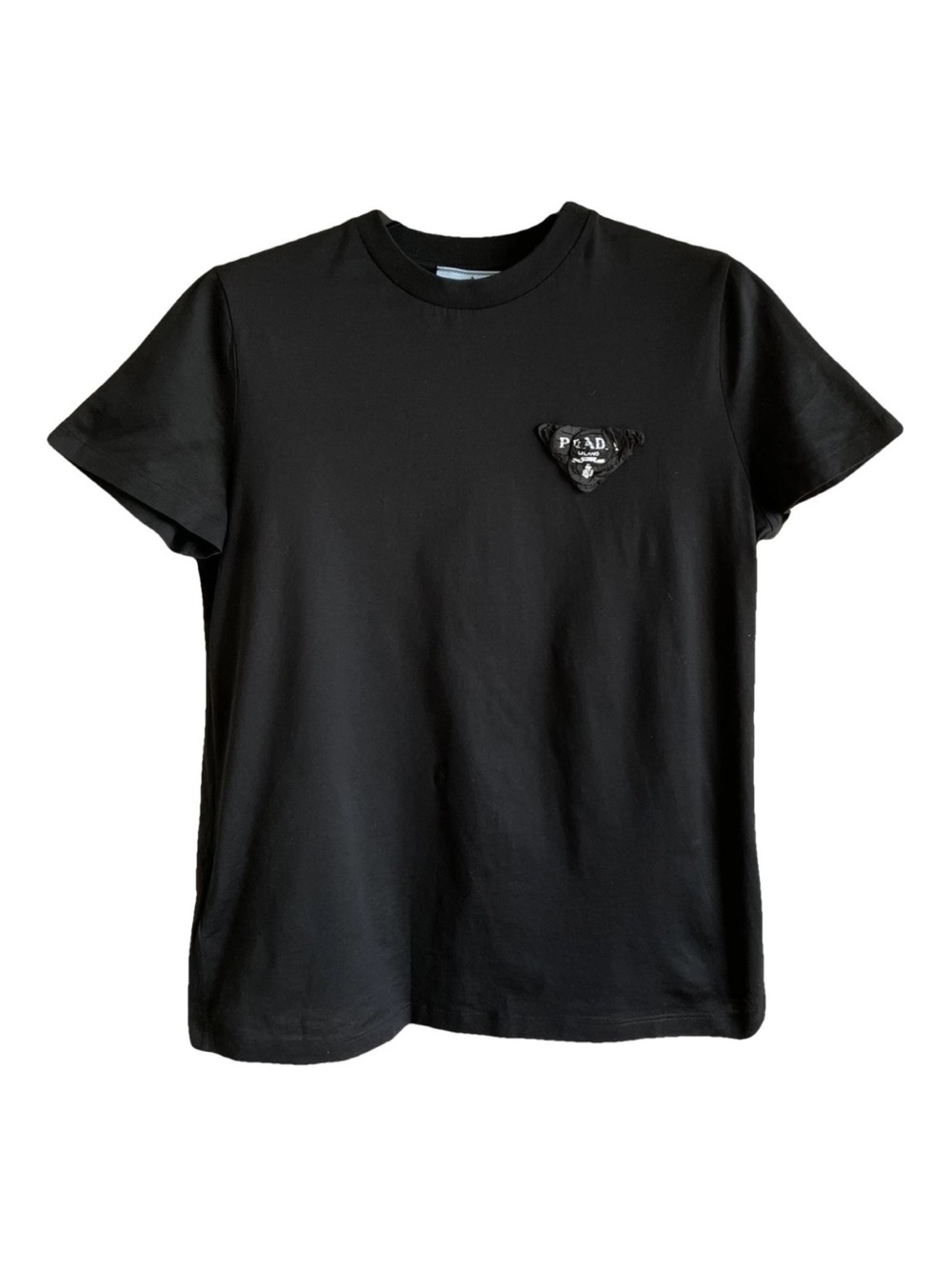 Prada Black Crewneck Tee with Logo